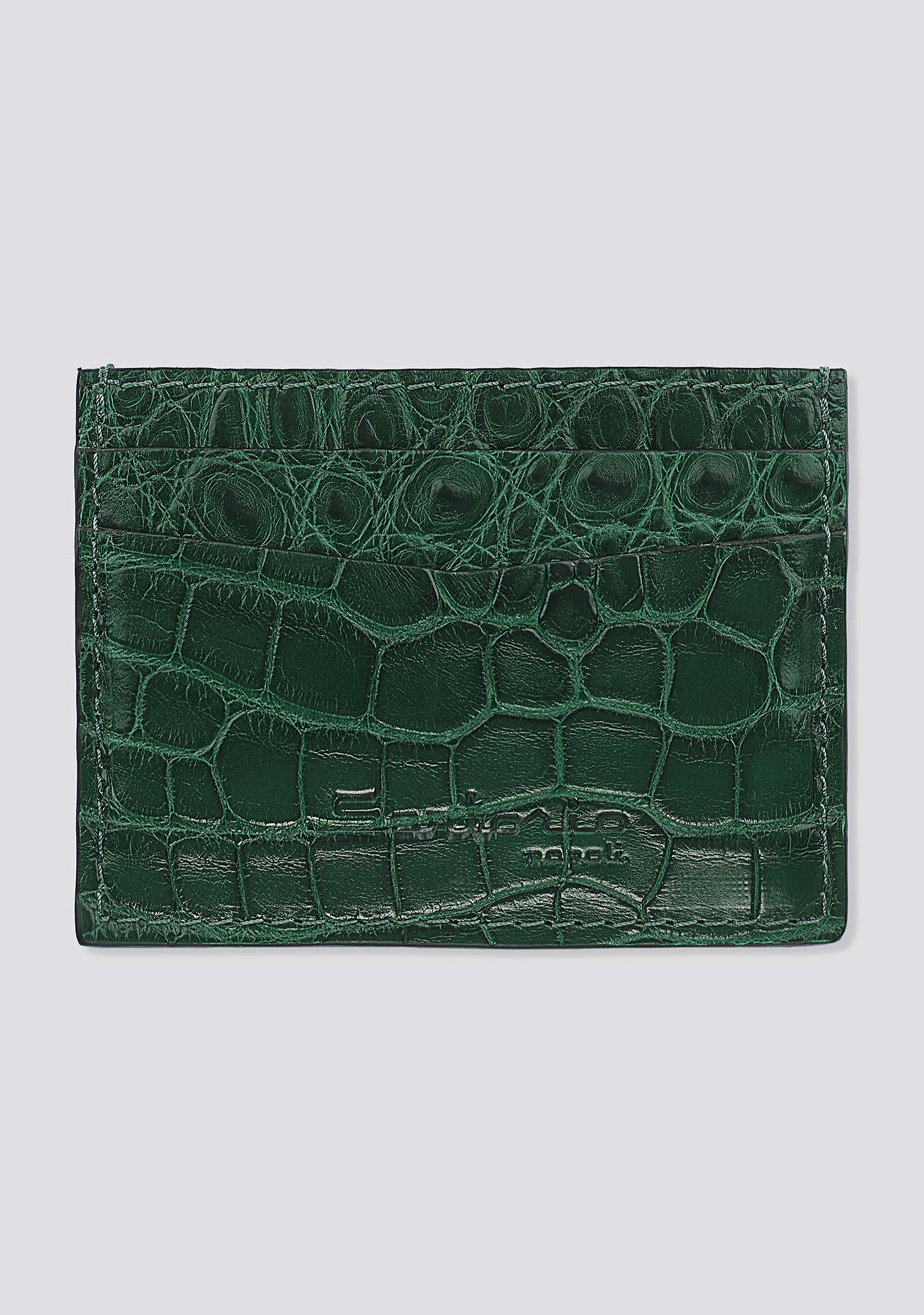 Emerald Green Croco Leather Card Holder