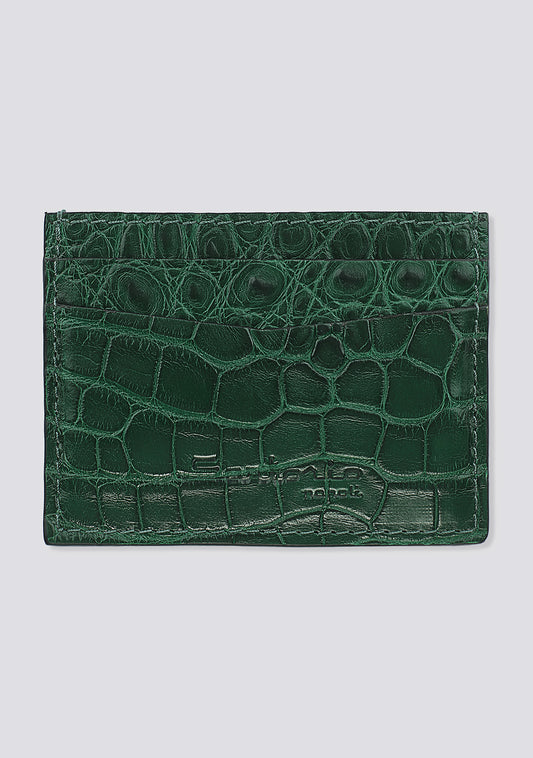 Emerald Green Croco Leather Card Holder