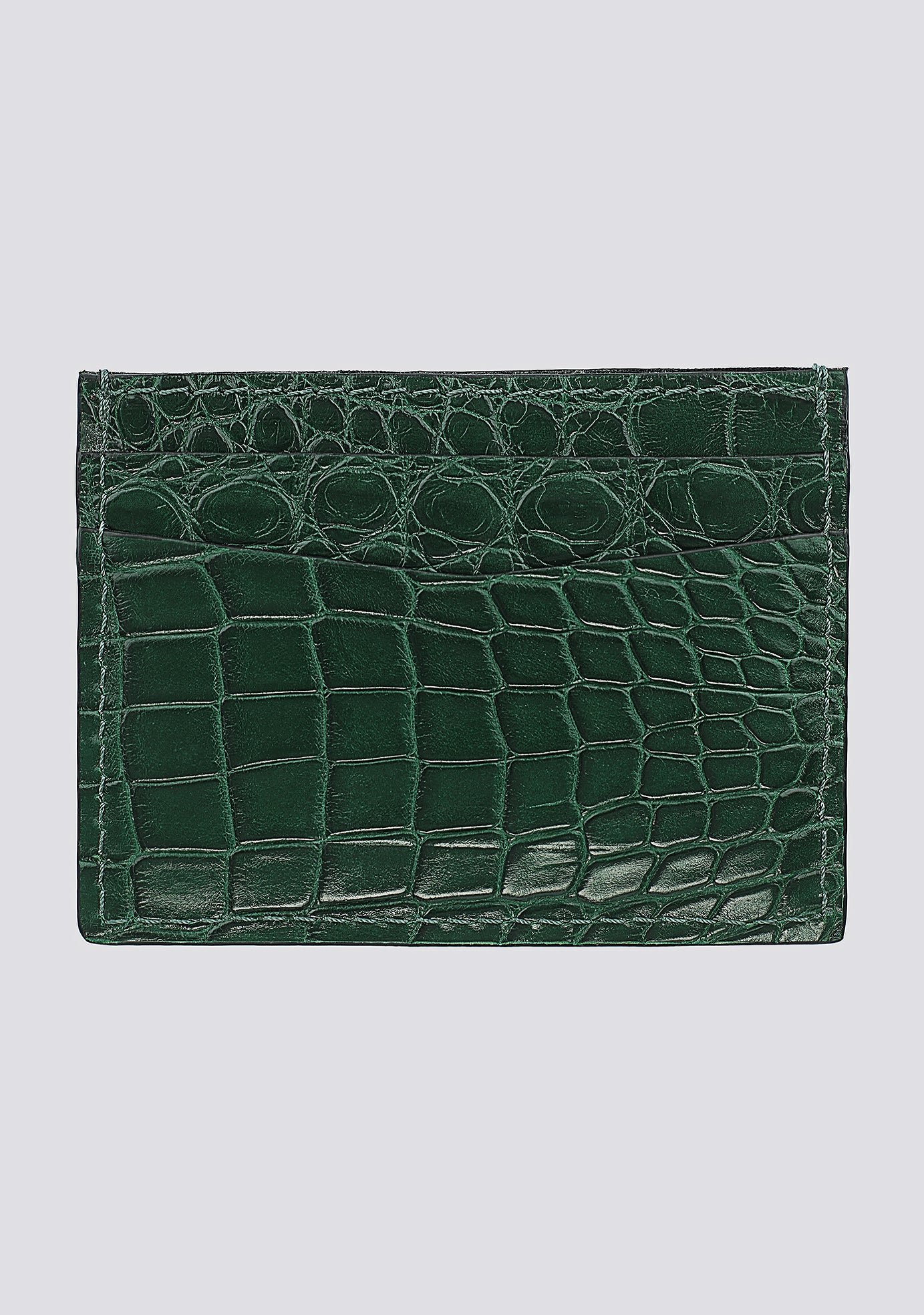 Emerald Green Croco Leather Card Holder
