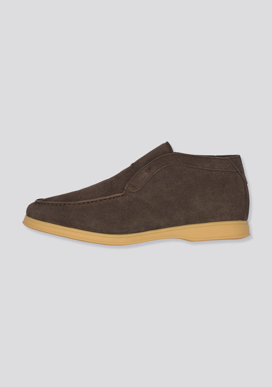 Coffee Brown High Top Leather Loafers