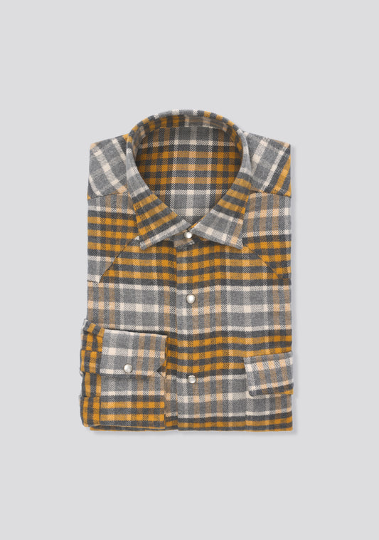Yellow and Grey Check Texas Cotton Shirt