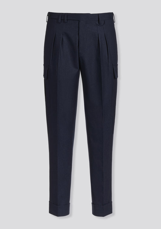 Ocean Blue Virgin Wool Cargo Pants