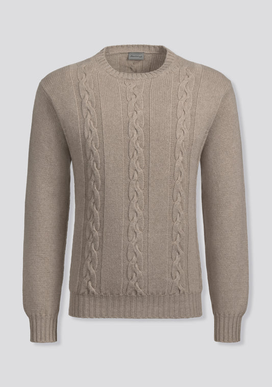 Ivory Crew-neck Sweater in Cashmere and Lana Wool