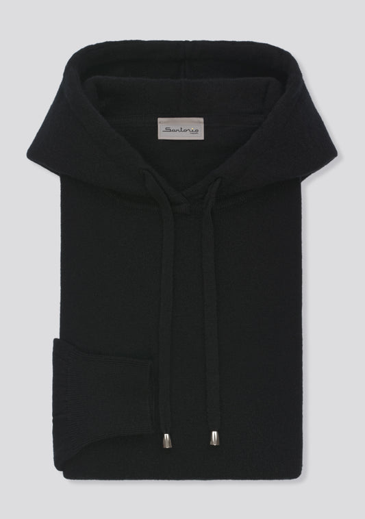 Jet Black Cashmere Hoodie