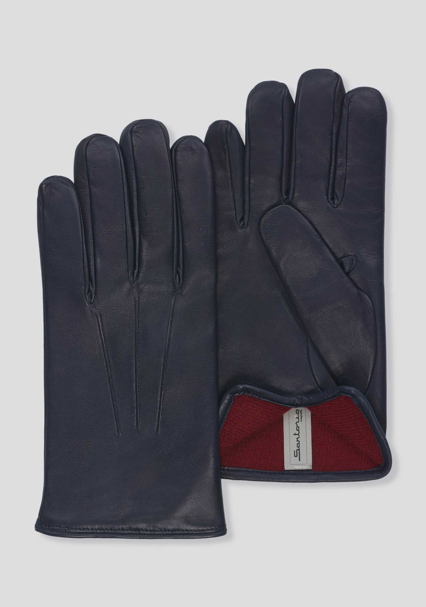 Blue Leather Gloves