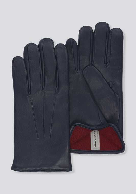 Blue Leather Gloves