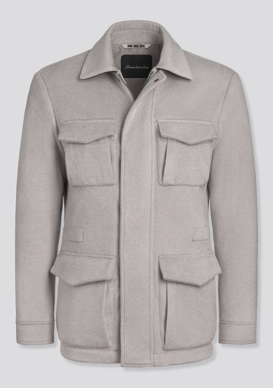 Ash Grey Blended Wool Winter Jacket Kired Collaboration
