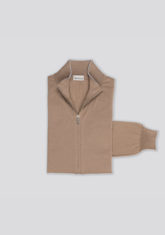 Beige Wool Zip Jacket