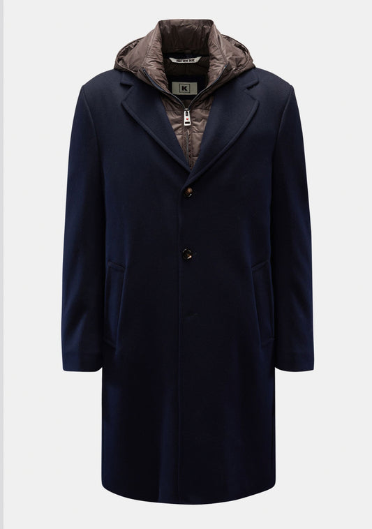 Virgin Wool Overcoat with Inner Down Vest Kired Collaboration