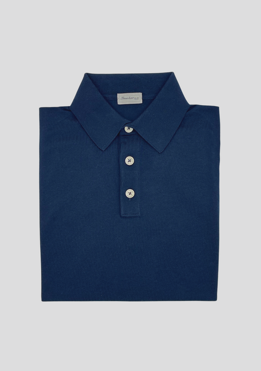 Navy Blue Short Sleeve Cotton Polo Shirt