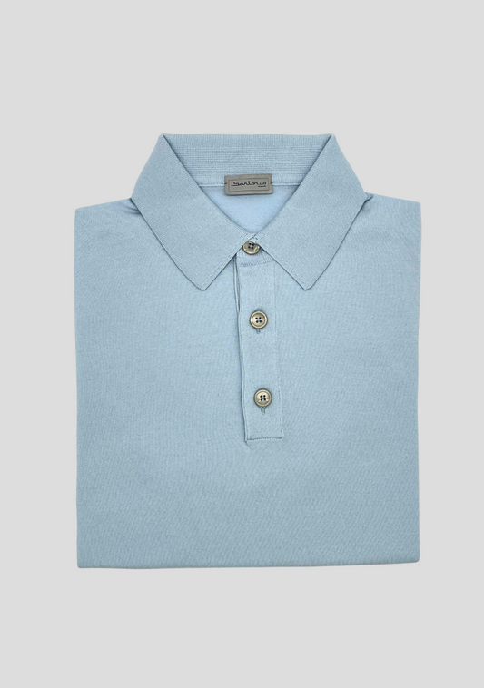 Sky Blue Short Sleeve Cotton Polo Shirt