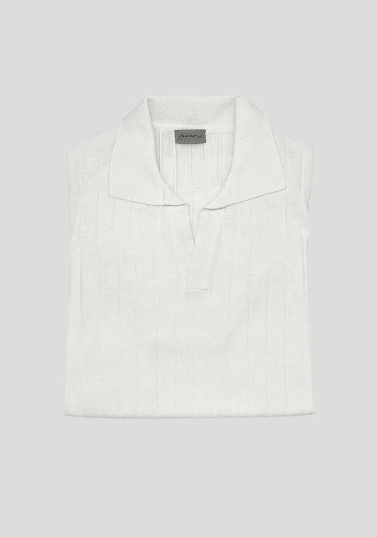 White Knit Short Sleeve Cotton Polo