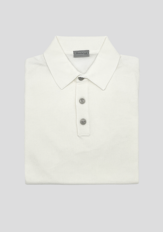 White Short Sleeve Cotton Polo Shirt