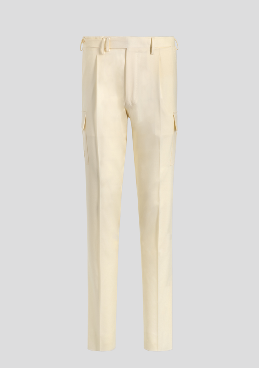 Beige Virgin Wool Cargo Trousers