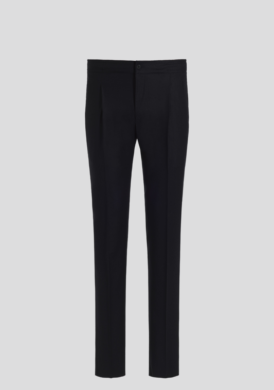 Navy Blue Flannel Drawstring Trousers