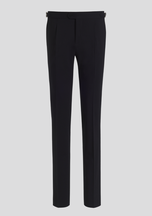 Navy Blue Wool Trousers with Side Adjusters