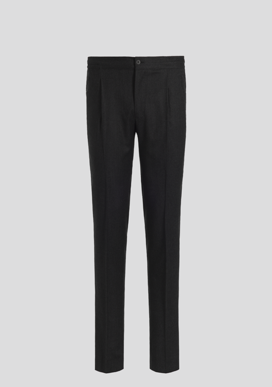Grey Flannel Drawstring Trousers