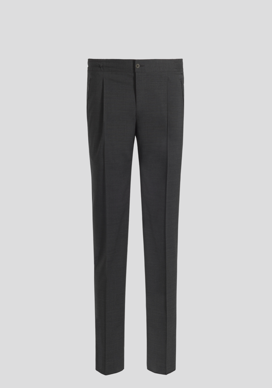 Dark Grey Wool-Blend Drawstring Trousers