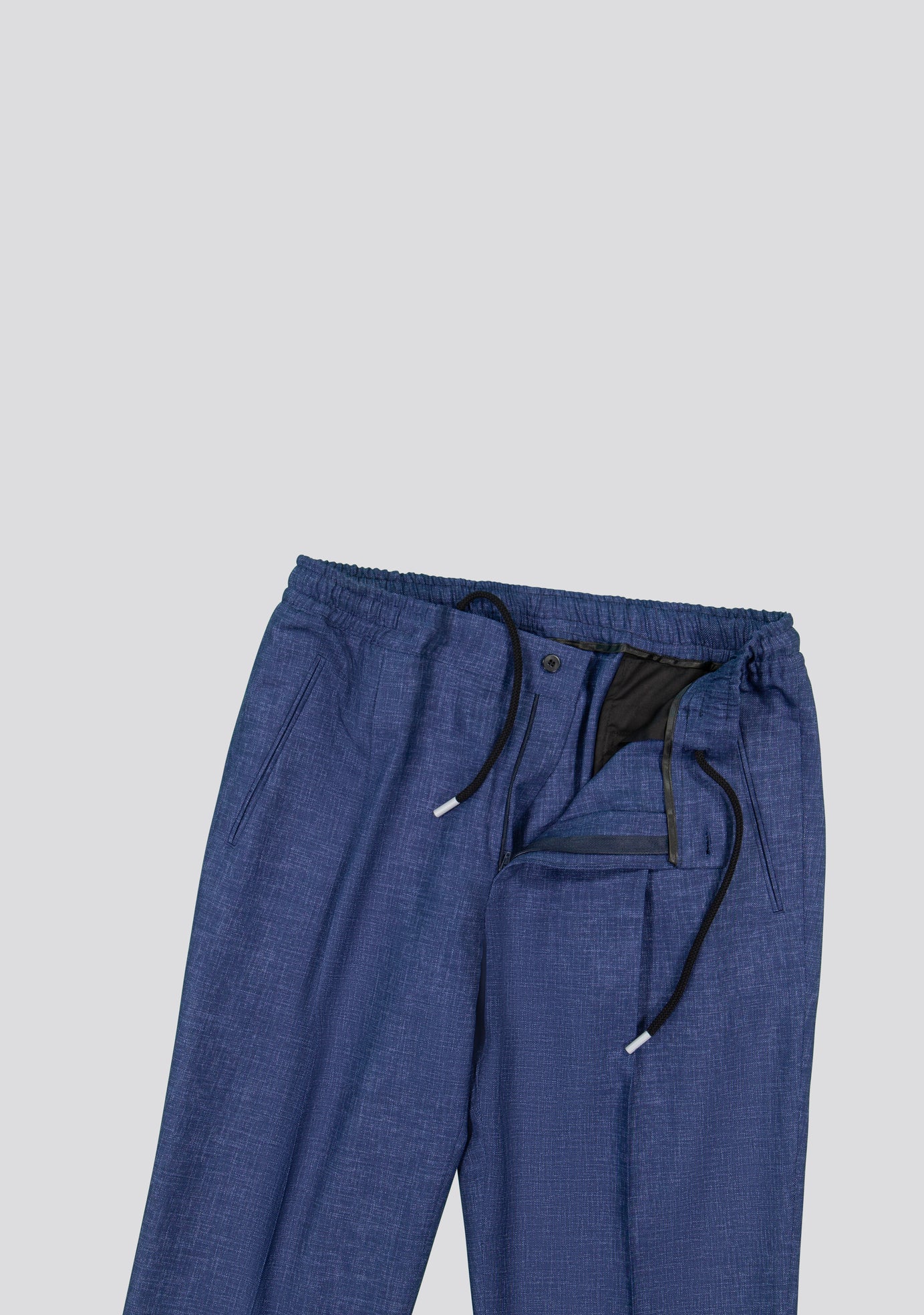 Medium Blue Wool Drawstring Trousers