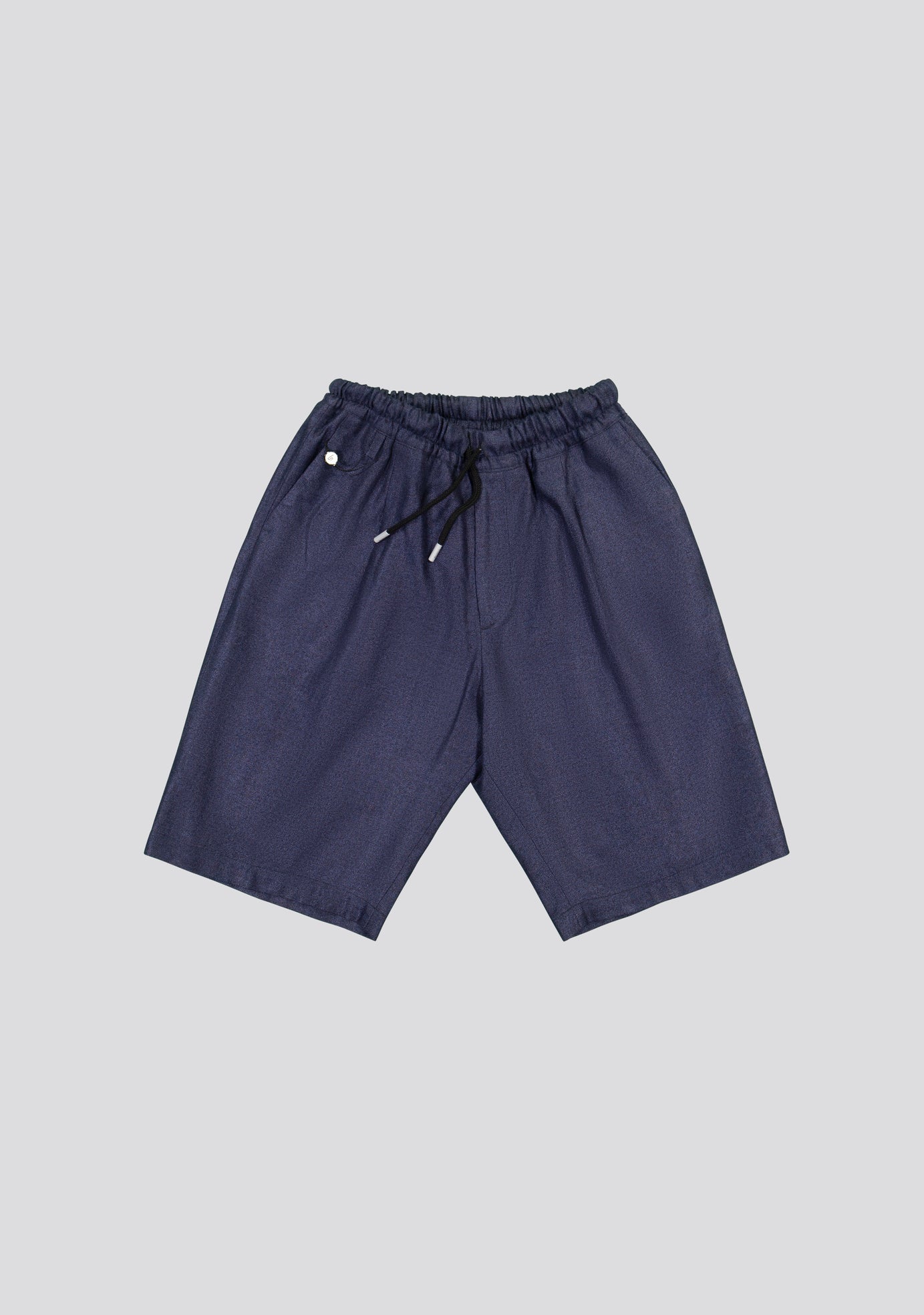Blue Linen Optic Bermuda Shorts