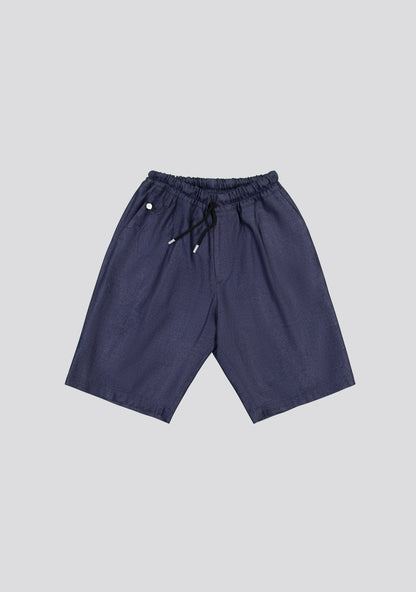 Blue Linen Optic Bermuda Shorts
