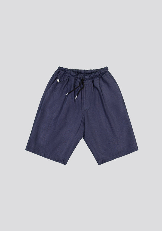 Blue Linen Optic Bermuda Shorts