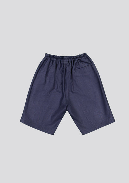 Blue Linen Optic Bermuda Shorts