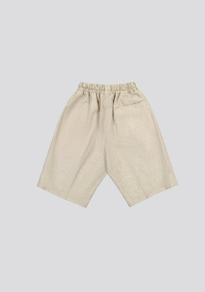 Linen Optic Beige Bermuda Shorts