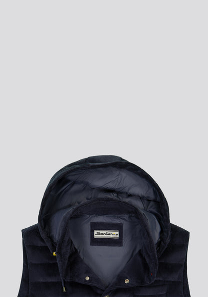 Cotton Blue Vest with hood