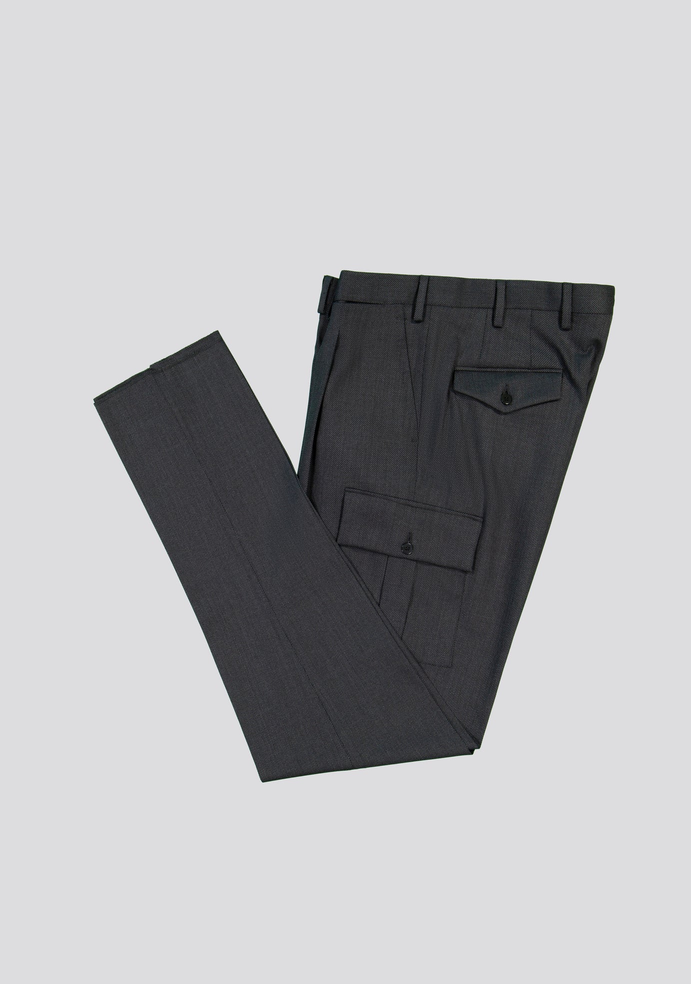 Charcoal Grey Virgin Wool Cargo Pants