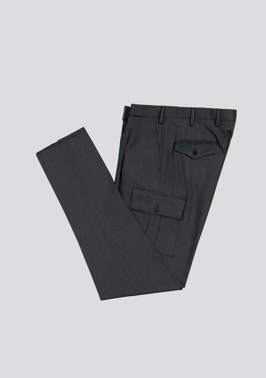 Charcoal Grey Virgin Wool Cargo Pants