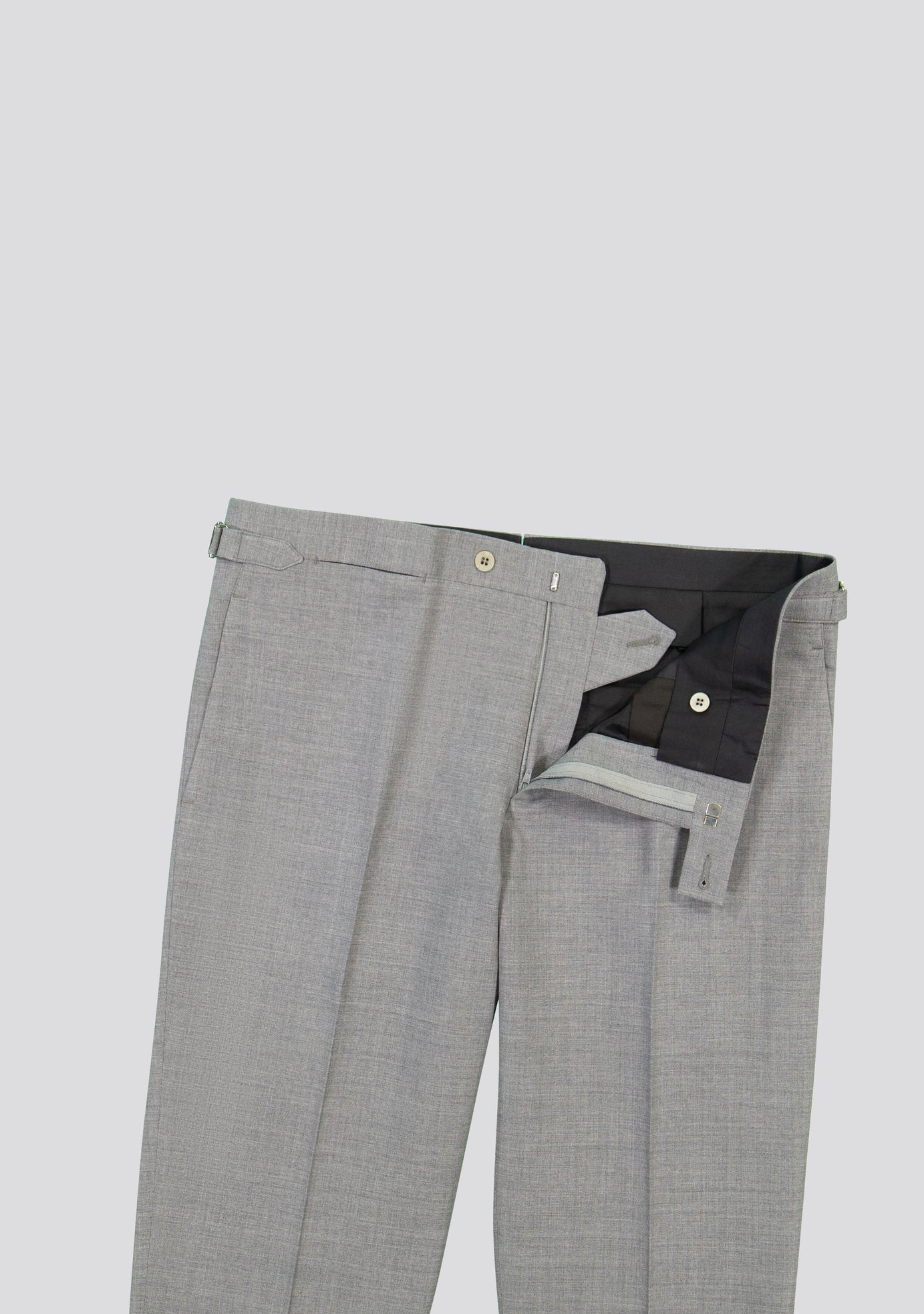 City Grey Wool Trousers with Side Adjusters