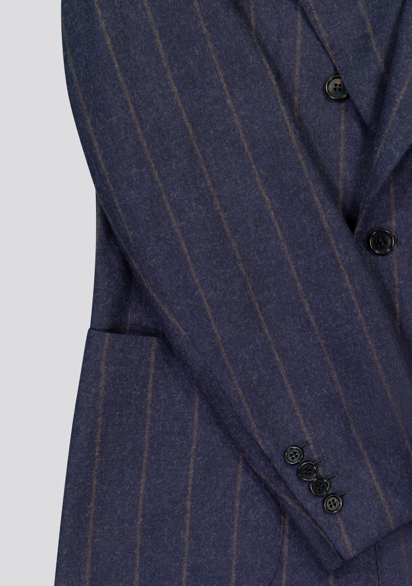 Navy Blue Pinstriped Double Breasted Wool Jacket