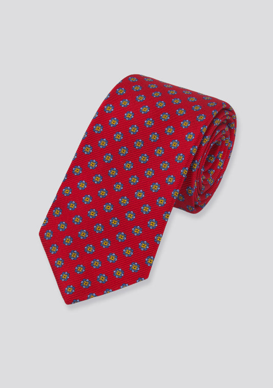 Scarlet Red Patterned Silk Tie