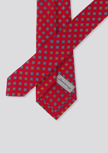 Scarlet Red Patterned Silk Tie