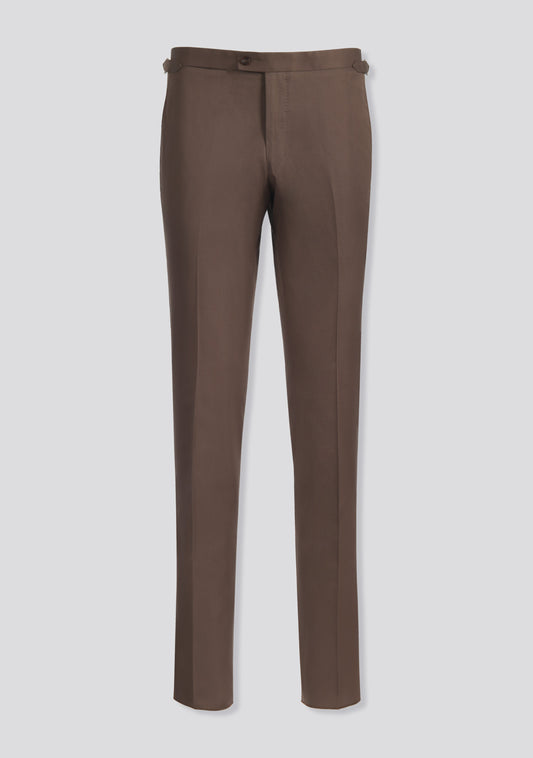 Cedar Brown Cotton Trousers with Side Adjusters