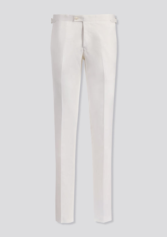 Pearl White Cotton Trousers with Side Adjusters