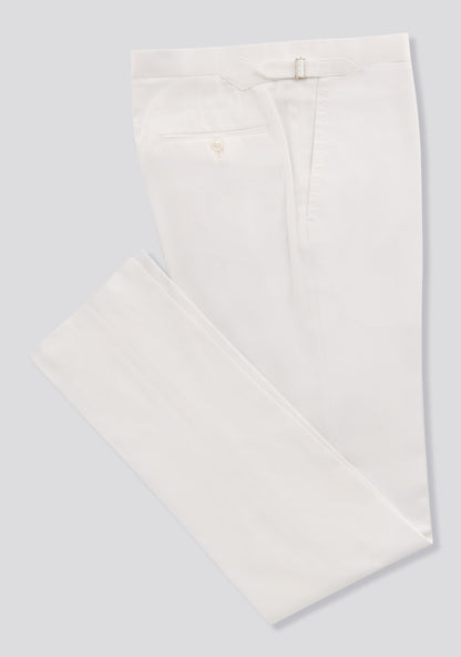 Pearl White Cotton Trousers with Side Adjusters