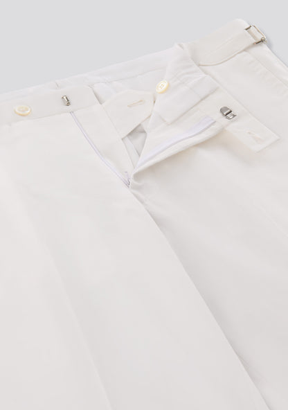 Pearl White Cotton Trousers with Side Adjusters