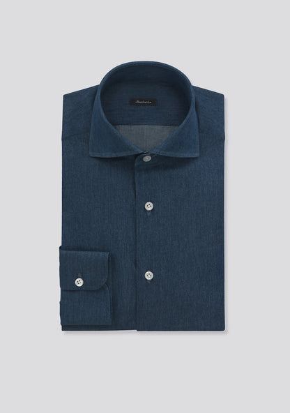 Space Blue Plain Cotton Shirt