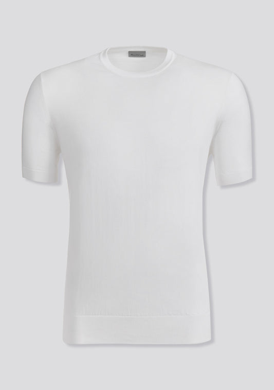 White Knit Cotton T-Shirt