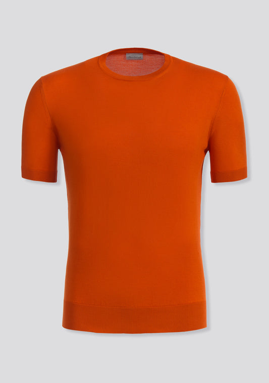 Orange Knit Cotton T-Shirt