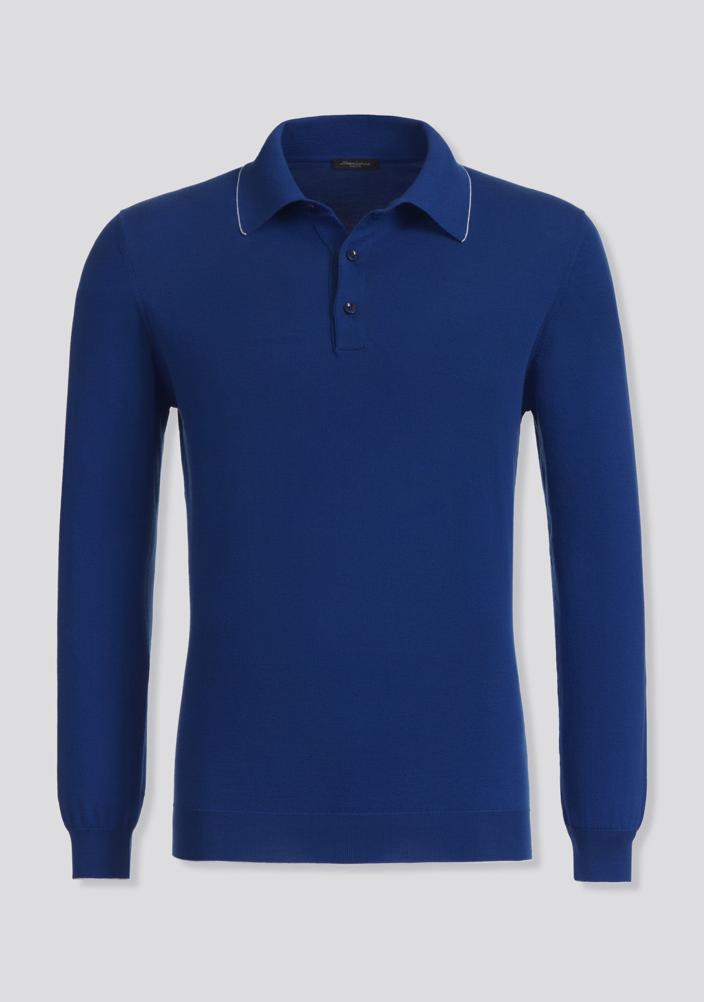 Sea Blue Long Sleeve Knit Polo