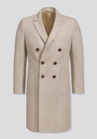 Beige Wool and Alpaca double breast Winter Coat
