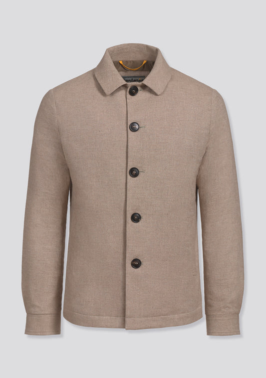 Beige Cotton Button up Jacket