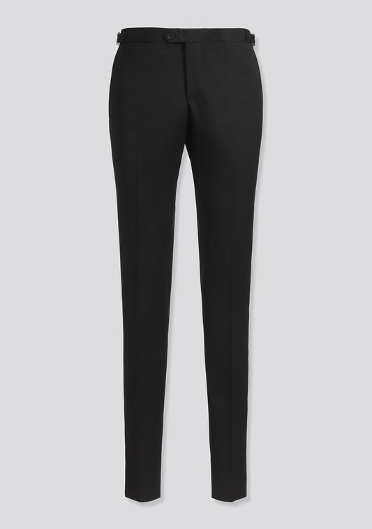 Midnight black Virgin Wool trousers with side adjusters