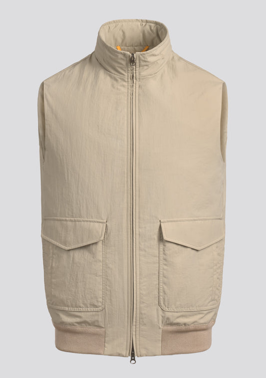Waterproof beige Vest with hood