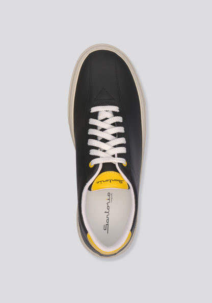 Black Calfskin leather sneakers “Never Give Up”