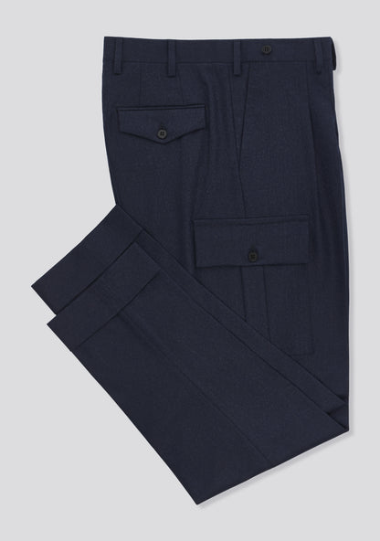 Ocean Blue Virgin Wool Cargo Pants