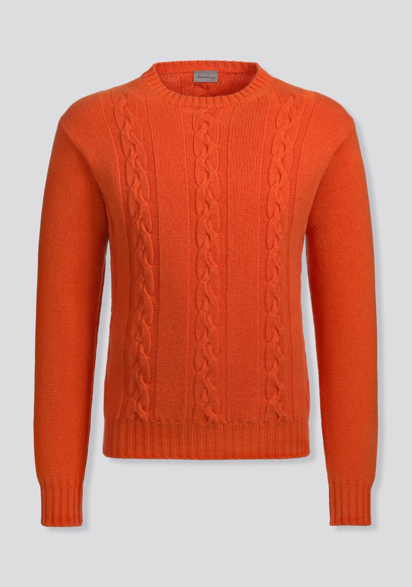 Orange Crew-neck Sweater in Cashmere and Lana Wool